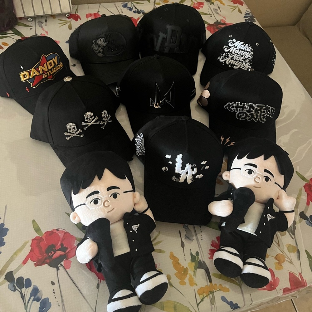 Black Kids Toy Cap Set with Plush Figures